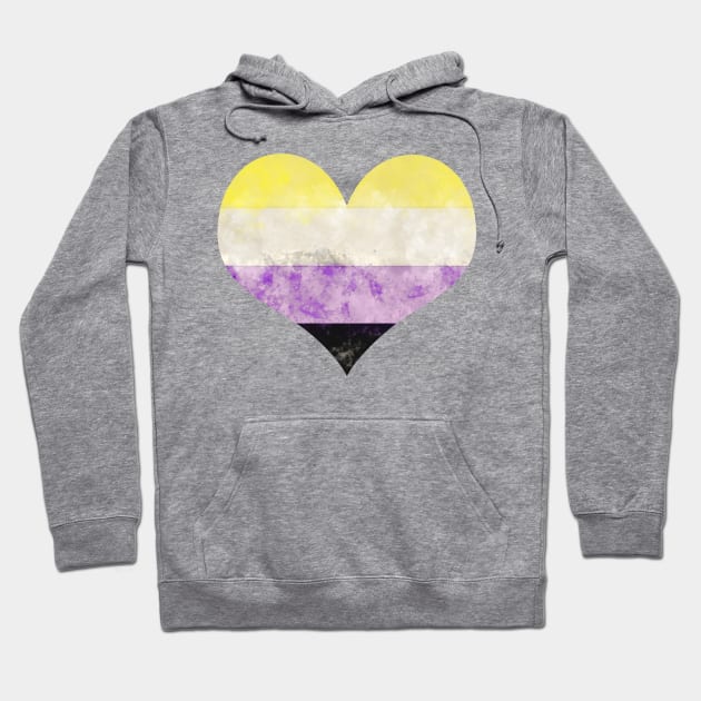 Nonbinary Pride Heart - Watercolor Hoodie by MeowOrNever